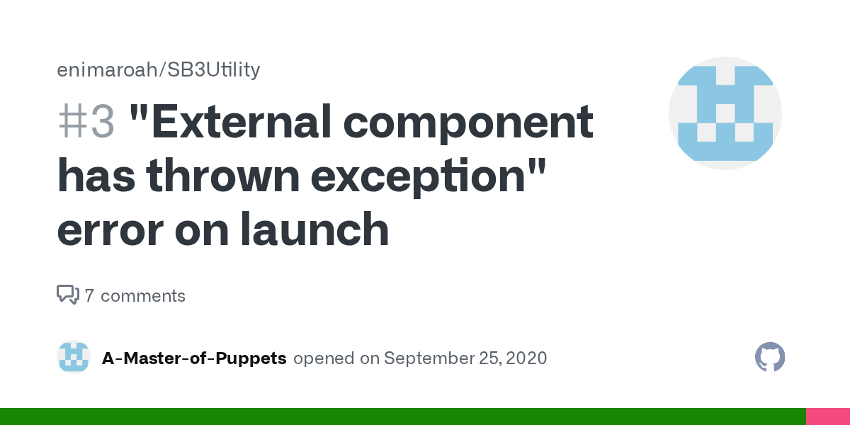 "External component has thrown exception" error on launch · Issue 3 · enimaroah/SB3Utility · GitHub