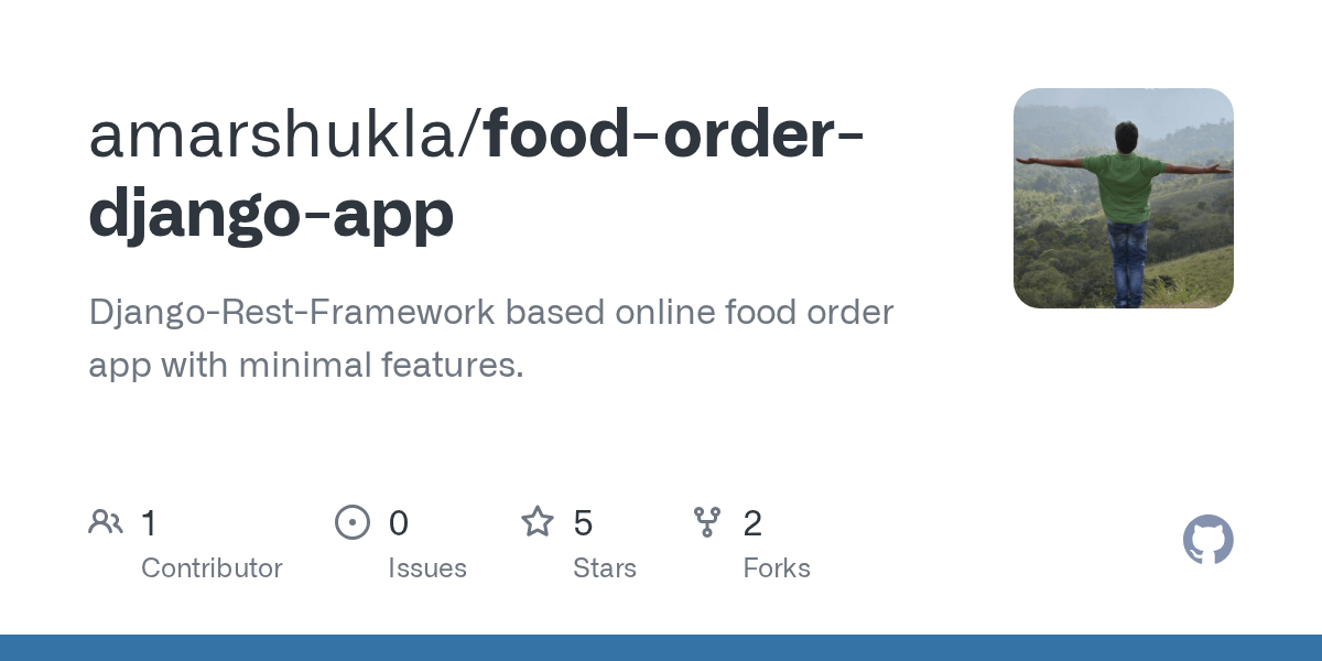 GitHub amarshukla/foodorderdjangoapp DjangoRestFramework based
