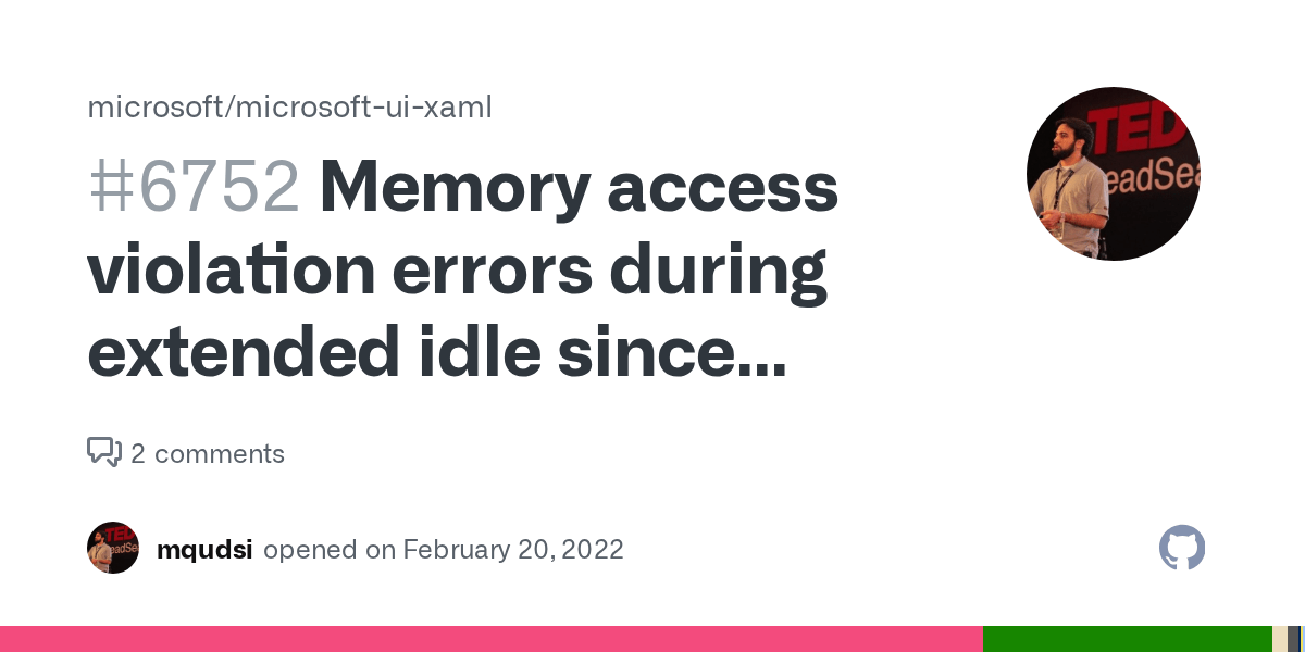 Memory access violation errors during extended idle since upgrade to 0.