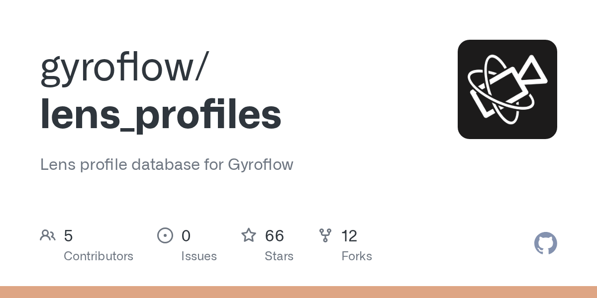 GitHub gyroflow/lens_profiles Lens profile database for Gyroflow