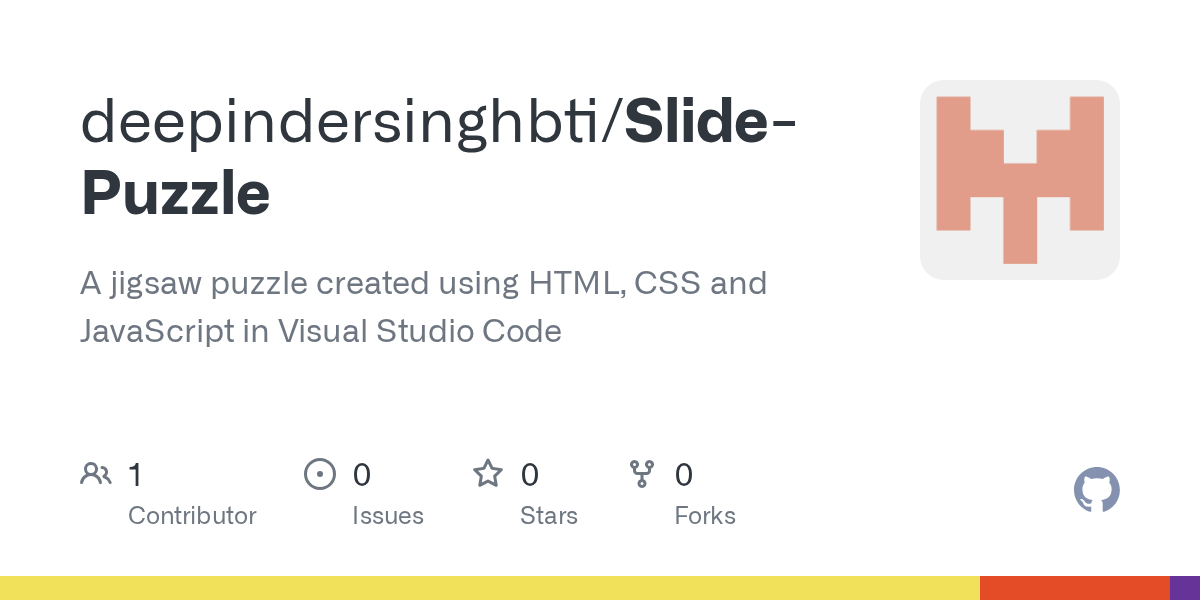 GitHub deepindersinghbti/SlidePuzzle A jigsaw puzzle created using HTML, CSS and JavaScript