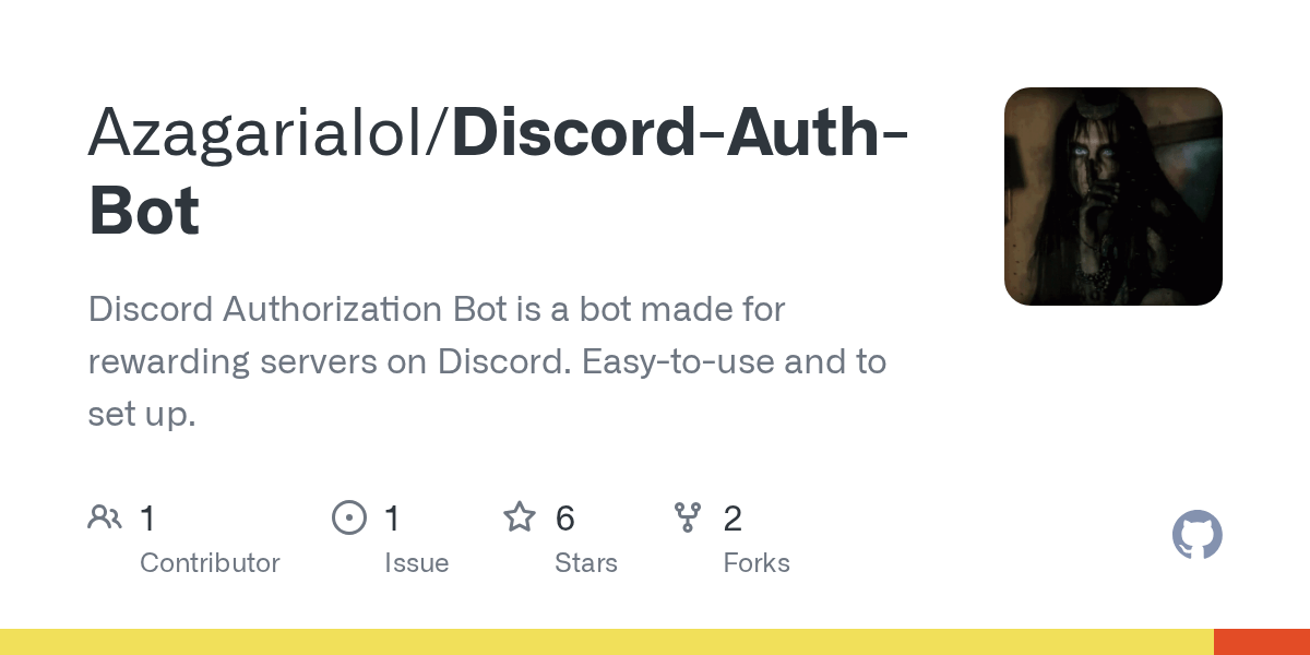 GitHub Azagarialol/DiscordAuthBot Discord Authorization Bot is a