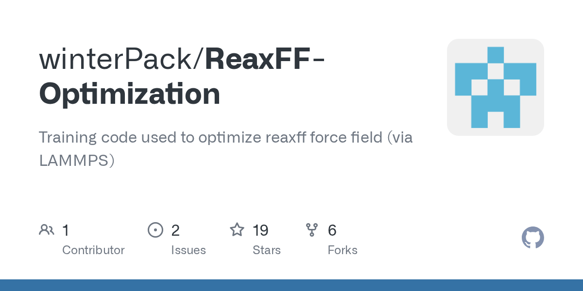 GitHub winterPack/ReaxFFOptimization Training code used to optimize