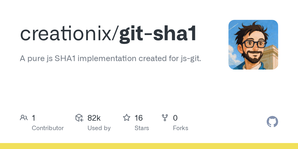 GitHub creationix/gitsha1 A pure js SHA1 implementation created for jsgit.