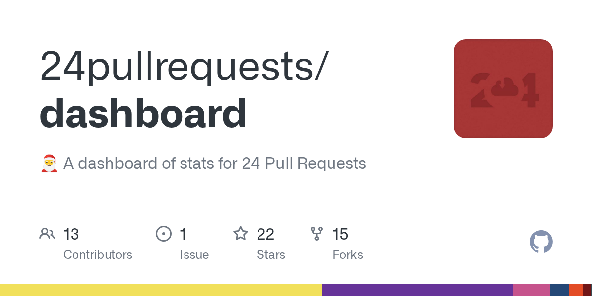 GitHub 24pullrequests/dashboard A dashboard of stats for 24 Pull