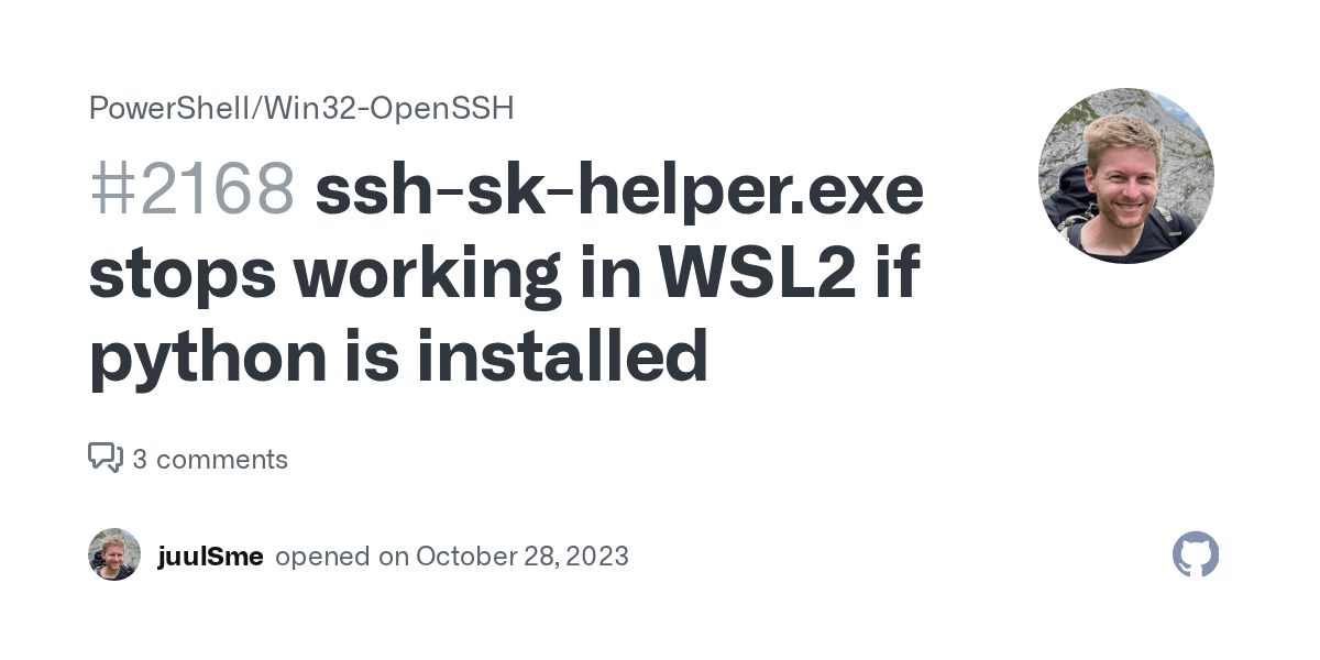 sshskhelper.exe stops working in WSL2 if python is installed · Issue