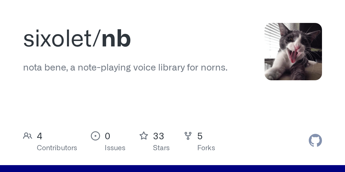 GitHub sixolet/nb nota bene, a noteplaying voice library for norns.