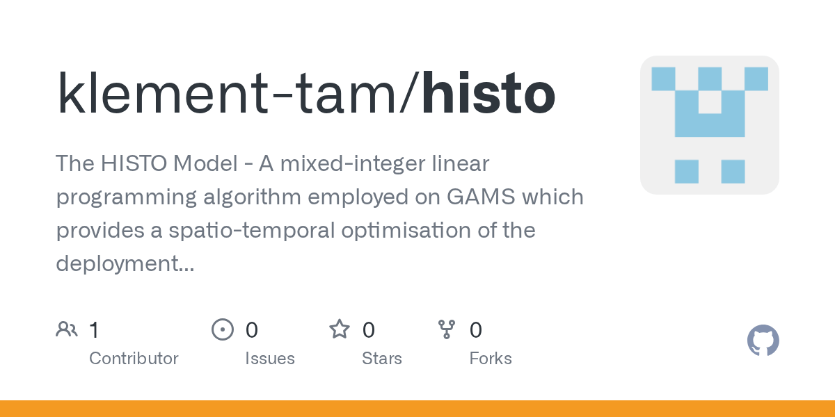 GitHub klementtam/histo The HISTO Model A mixedinteger linear