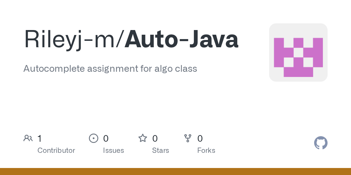 GitHub Rileyjm/AutoJava assignment for algo class