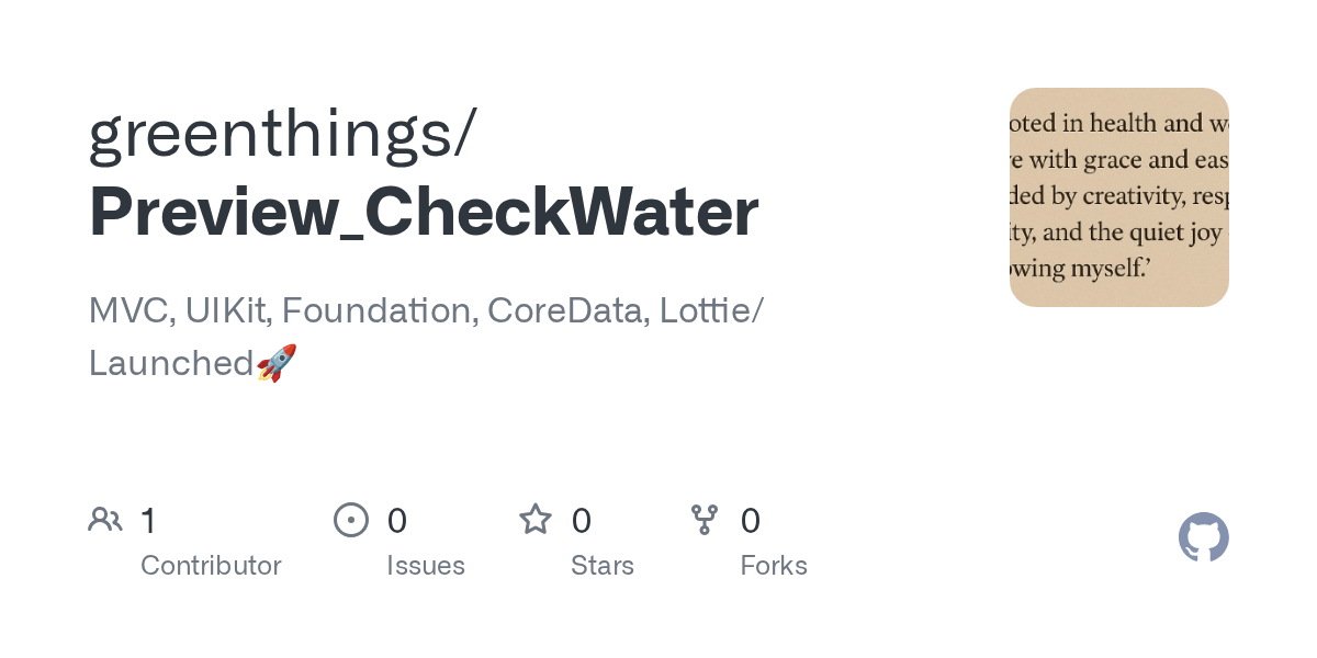GitHub greenthings/Preview_CheckWater This is preview Check Water application project.