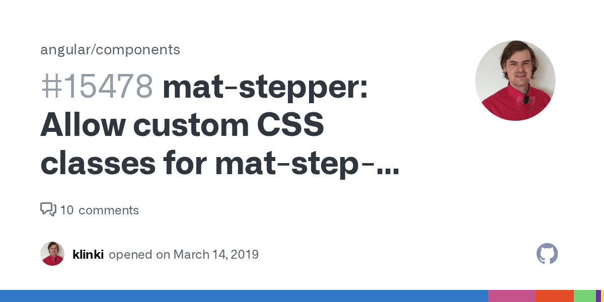 matstepper Allow custom CSS classes for matstepheader · Issue