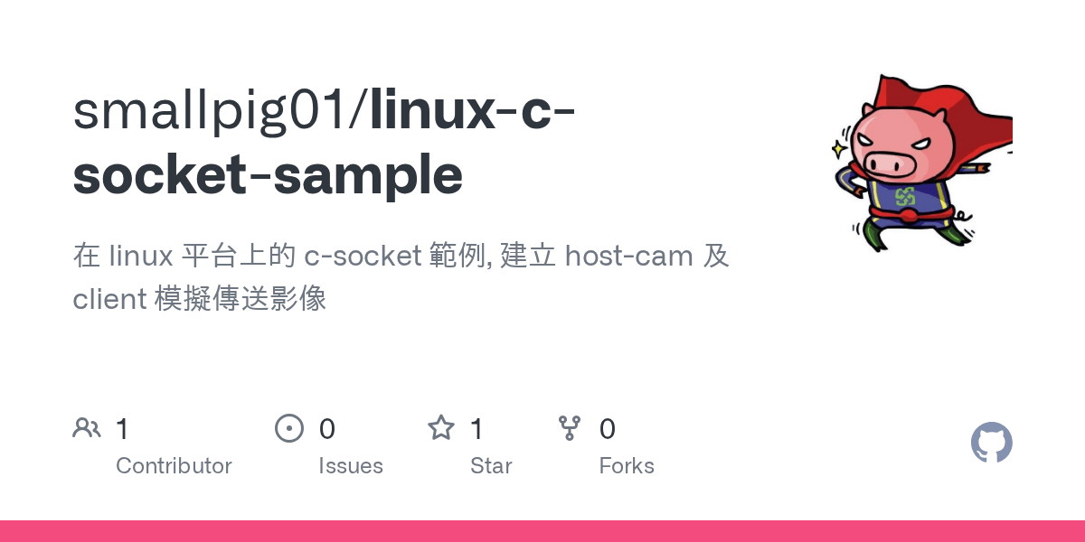 GitHub smallpig01/linuxcsocketsample 在 linux 平台上的 csocket 範例, 建立