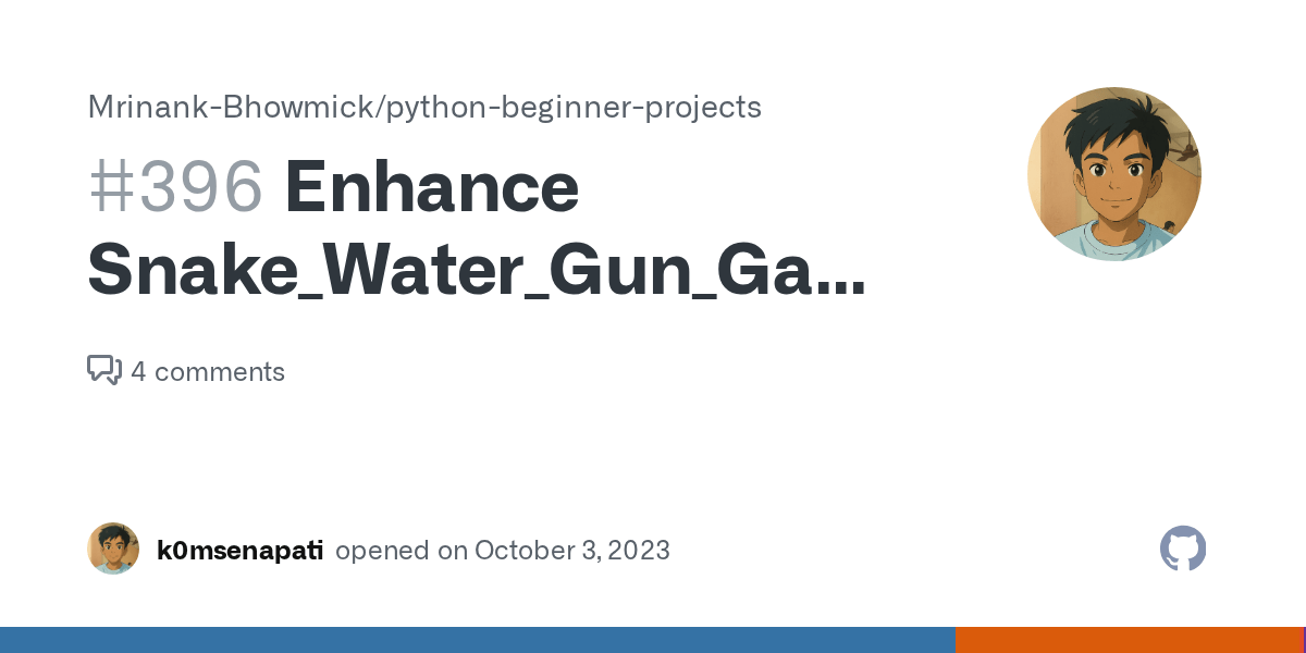 Enhance Snake_Water_Gun_Game · Issue 396 · MrinankBhowmick/python