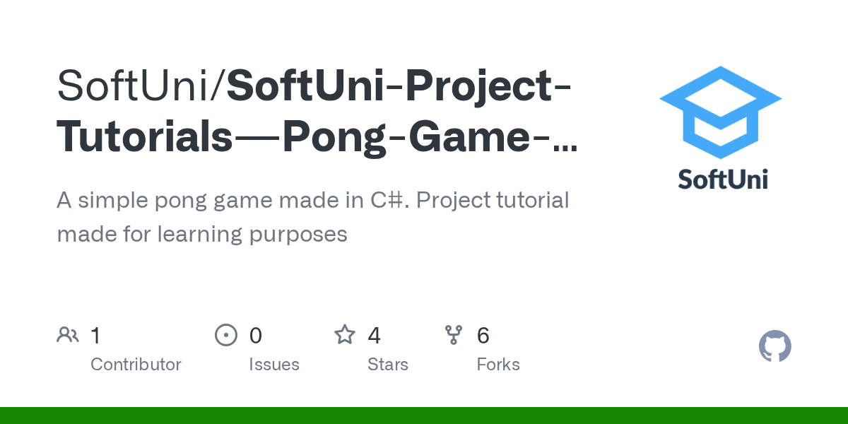 GitHub SoftUni/SoftUniProjectTutorialsPongGameCSharp A