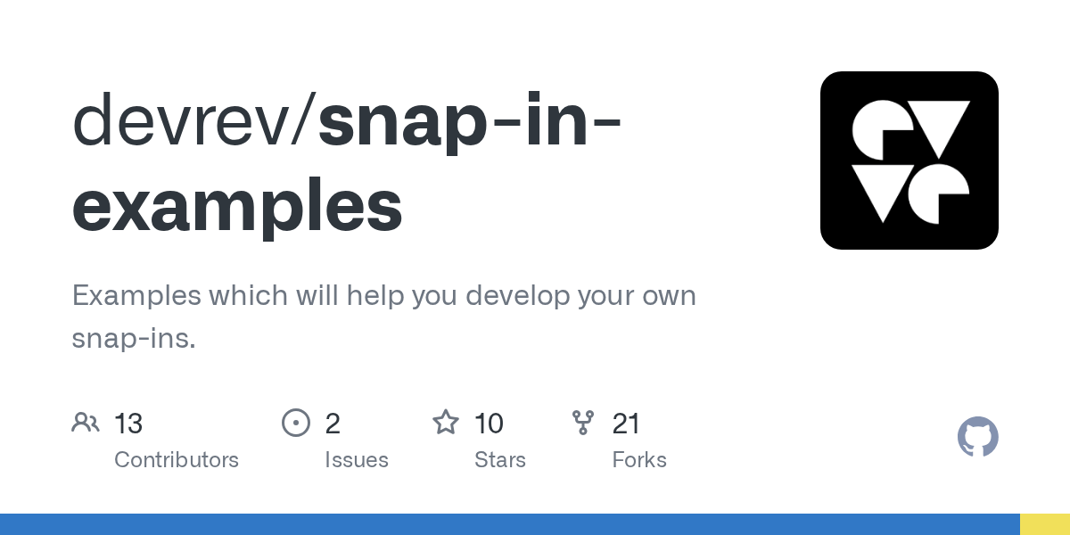 GitHub devrev/snapinexamples Examples which will help you develop