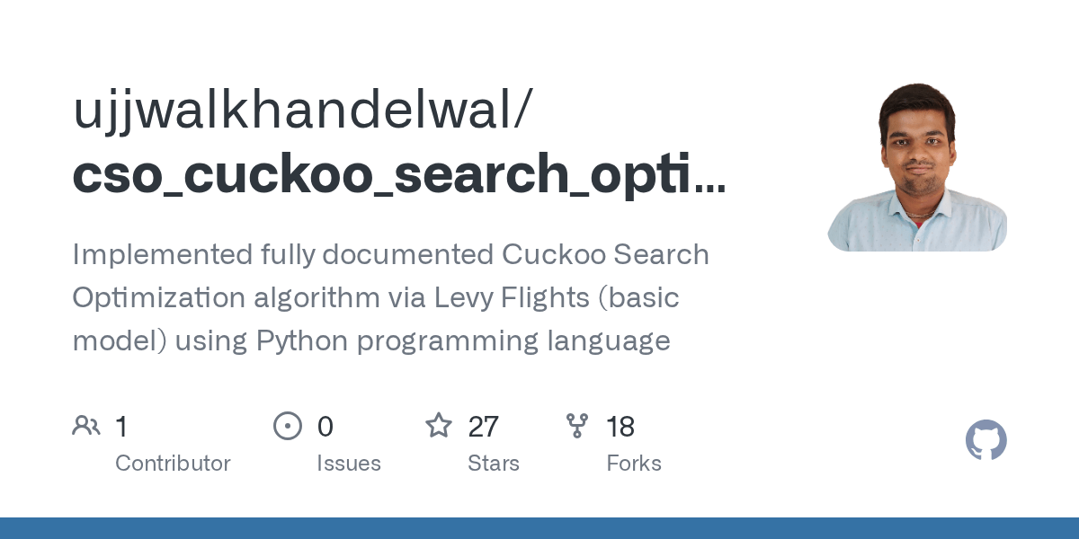 GitHub ujjwalkhandelwal/cso_cuckoo_search_optimization Implemented