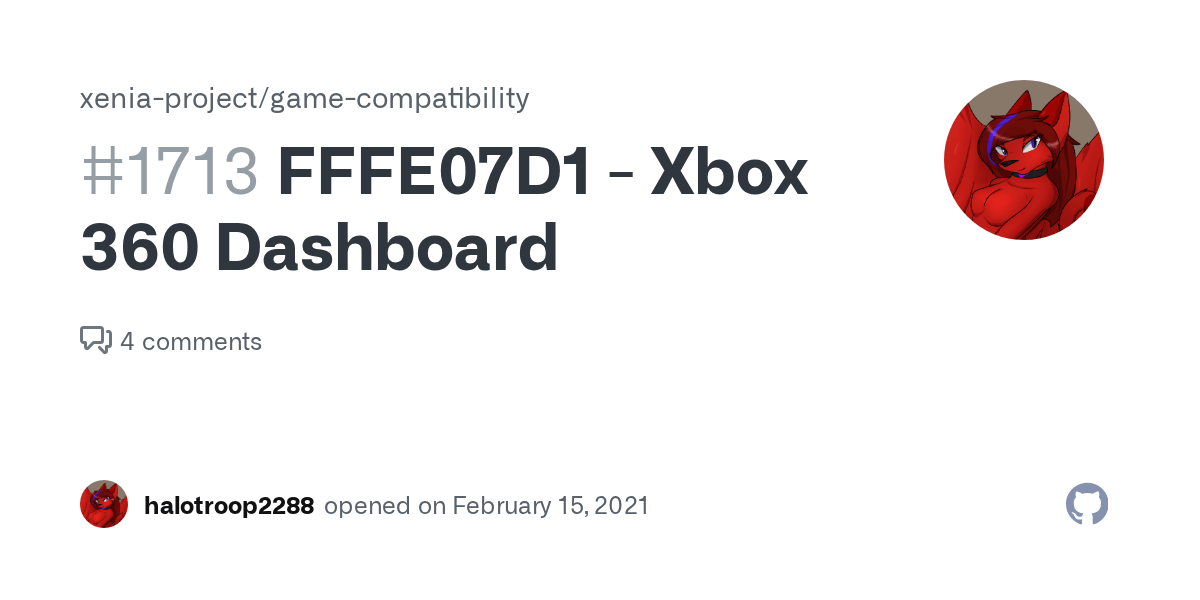 FFFE07D1 Xbox 360 Dashboard · Issue 1713 · xeniaproject/game