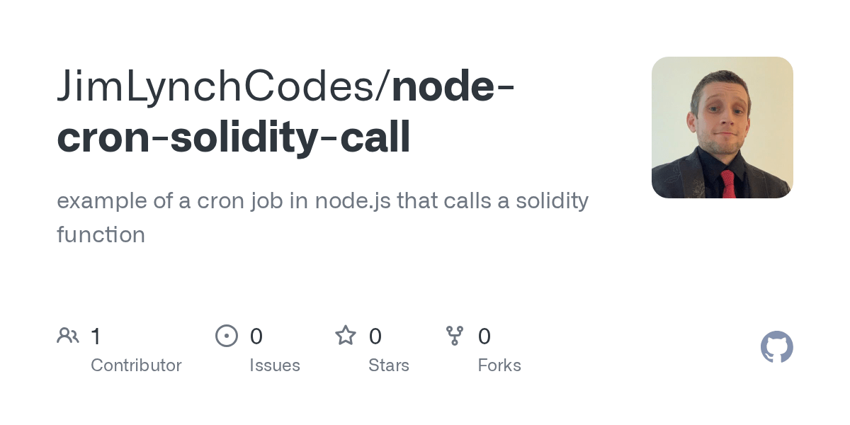 GitHub JimLynchCodes/nodecronsoliditycall example of a cron job