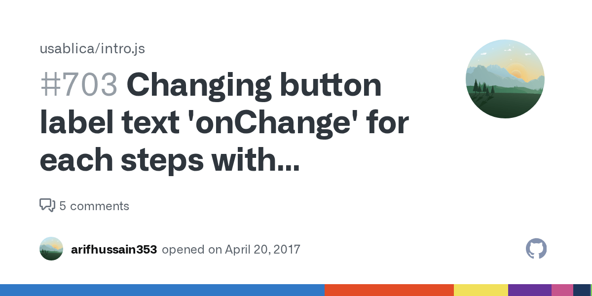 Changing button label text 'onChange' for each steps with 'setOptions