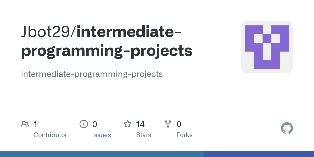 GitHub Jbot29/intermediateprogrammingprojects intermediate