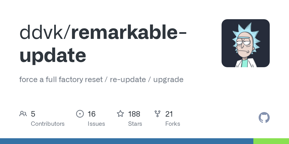 GitHub ddvk/remarkableupdate force a full factory reset / reupdate