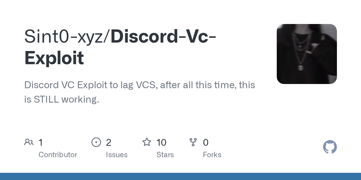 GitHub Sint0xyz/DiscordVcExploit Discord VC Exploit to lag VCS