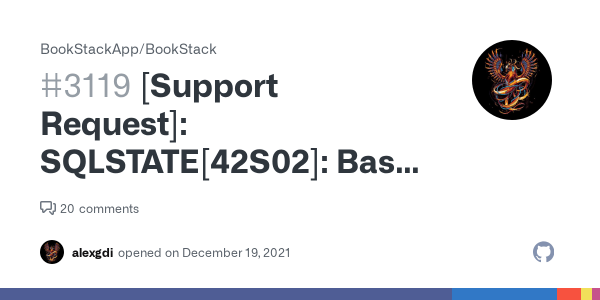 [Support Request] SQLSTATE[42S02] Base table or view not found 1146