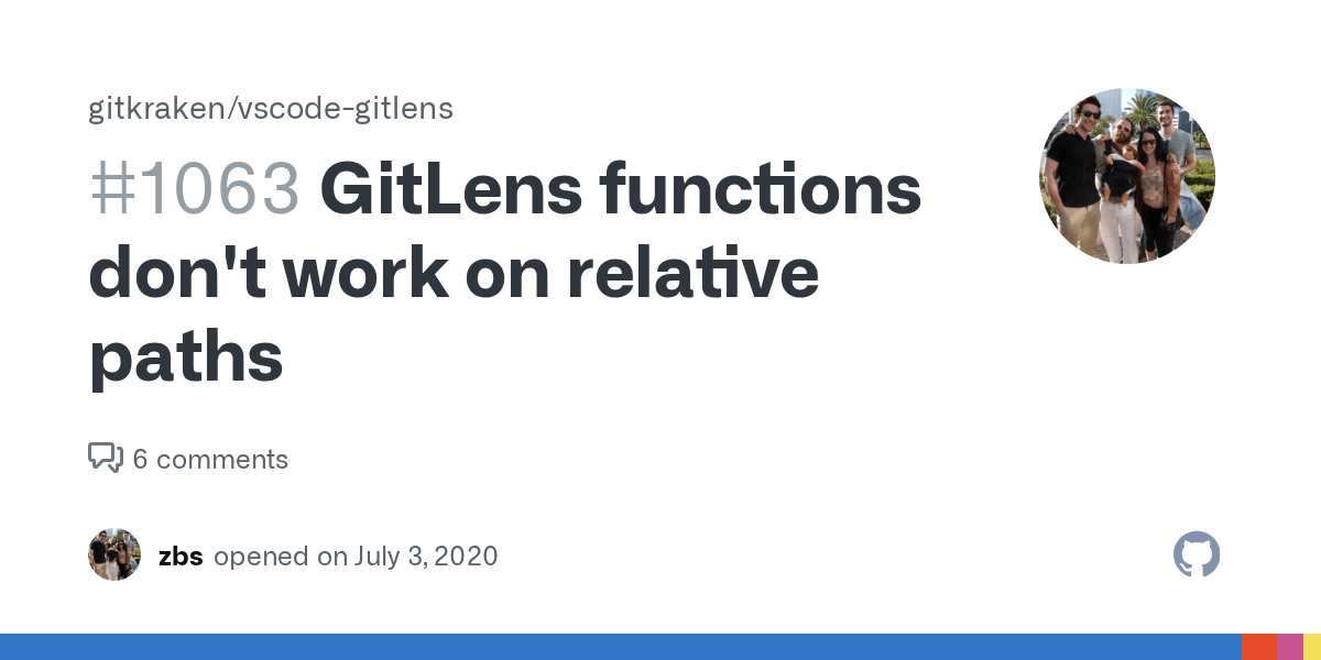 GitLens functions don't work on relative paths · Issue 1063