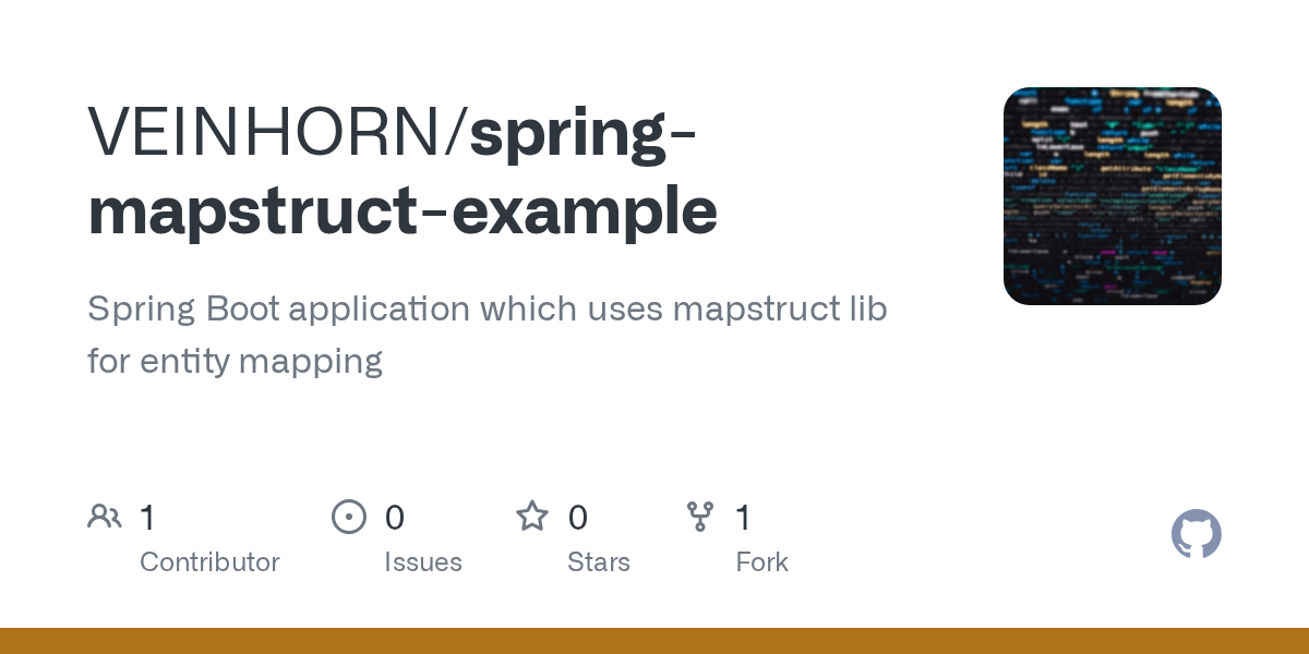 GitHub VEINHORN/springmapstructexample Spring Boot application