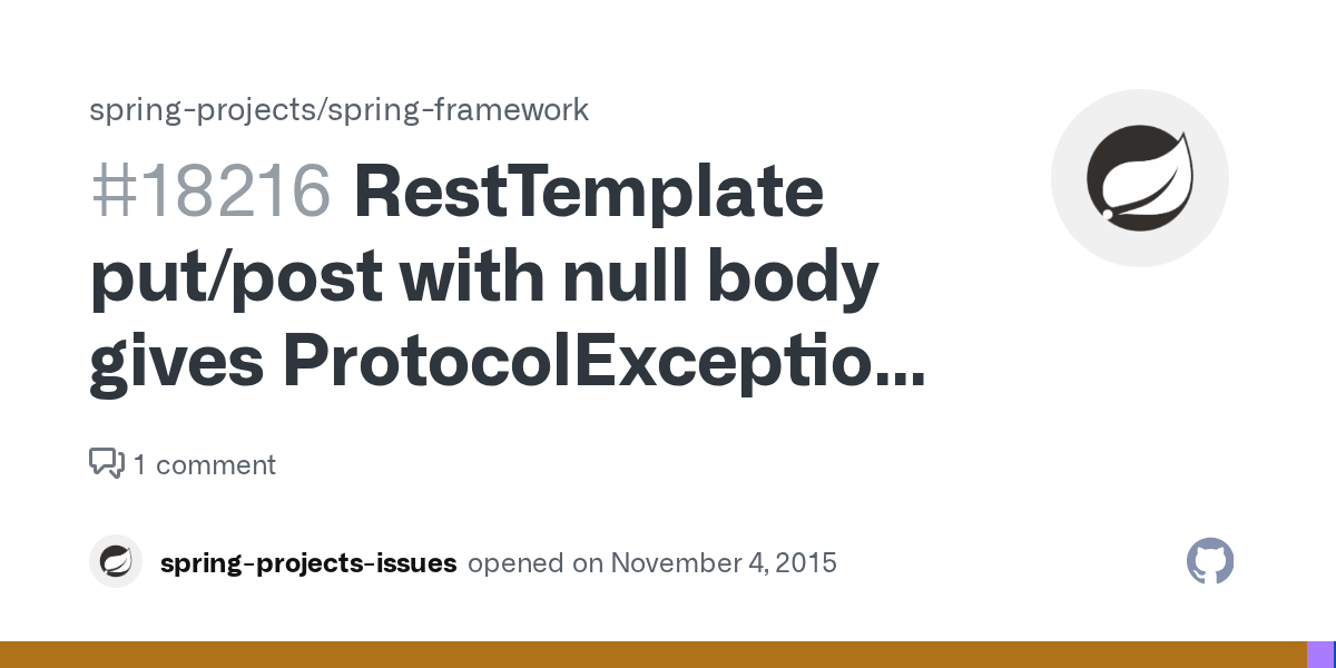 RestTemplate put/post with null body gives ProtocolException due to