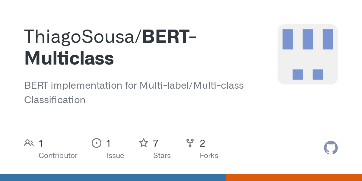 GitHub ThiagoSousa/BERTMulticlass BERT implementation for Multi