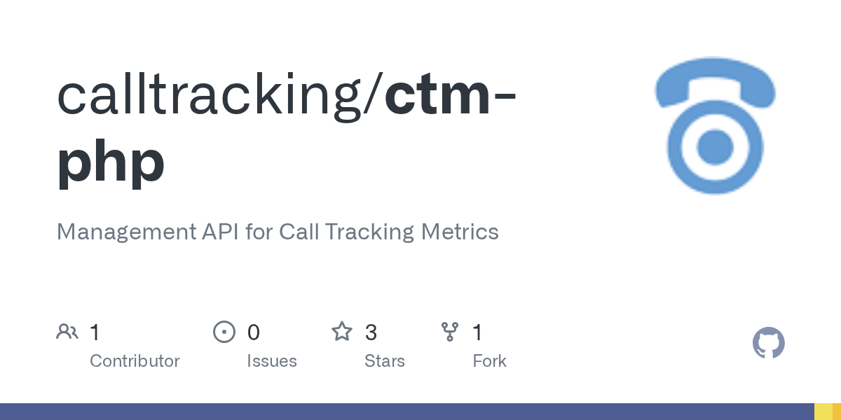 GitHub calltracking/ctmphp Management API for Call Tracking Metrics