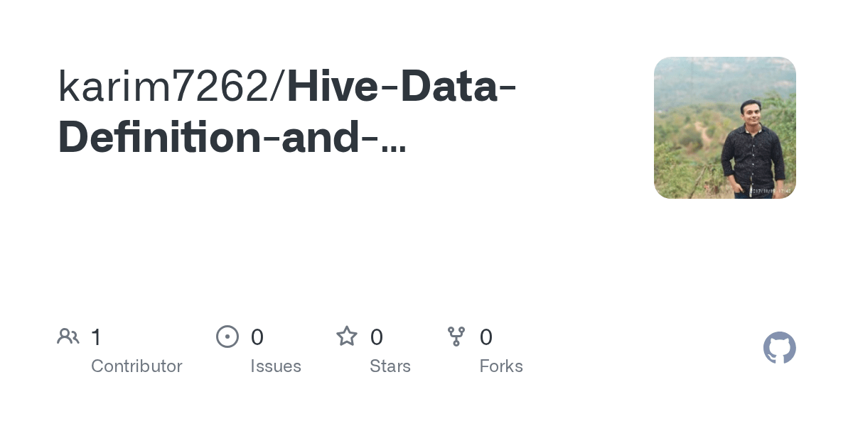 GitHub karim7262/HiveDataDefinitionandManipulationTutorial