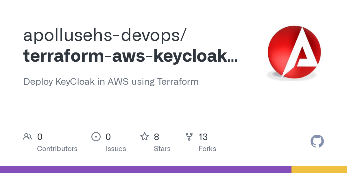 GitHub apollusehsdevops/terraformawskeycloakrds Deploy KeyCloak