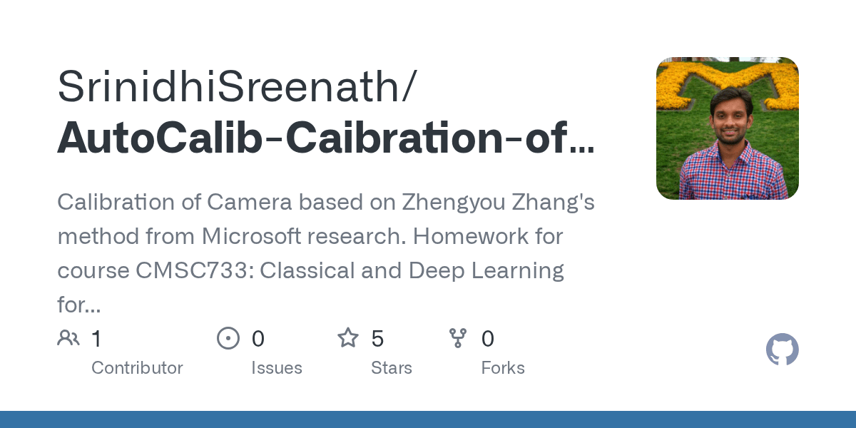 Lab exercise Camera Calibration (Zhang’s Method) Notion