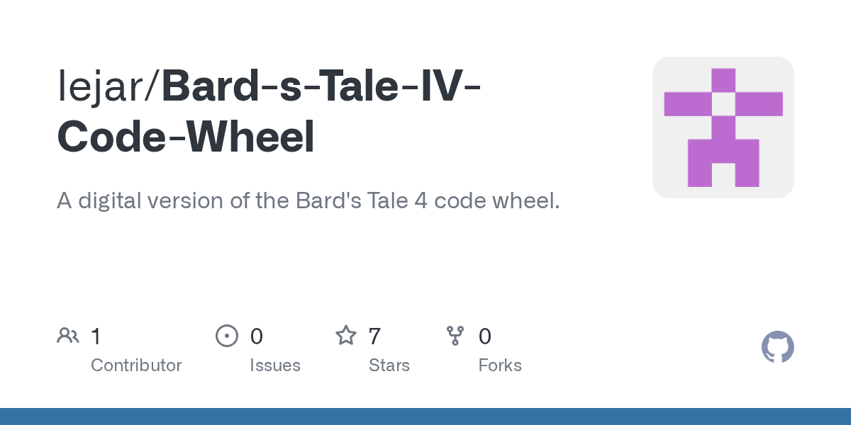 GitHub lejar/BardsTaleIVCodeWheel A digital version of the Bards Tale 4 code wheel.