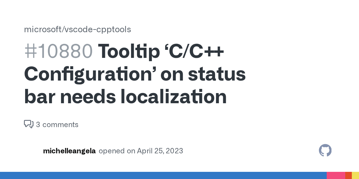 Tooltip ‘C/C++ Configuration’ on status bar needs localization · Issue