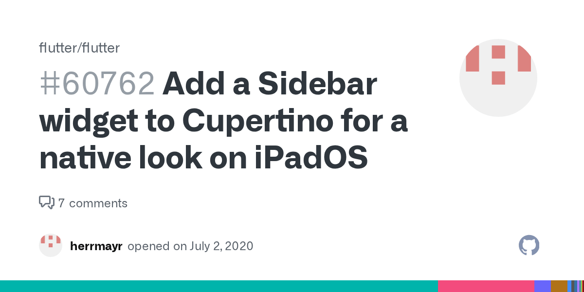 Add a Sidebar widget to Cupertino for a native look on iPadOS · Issue