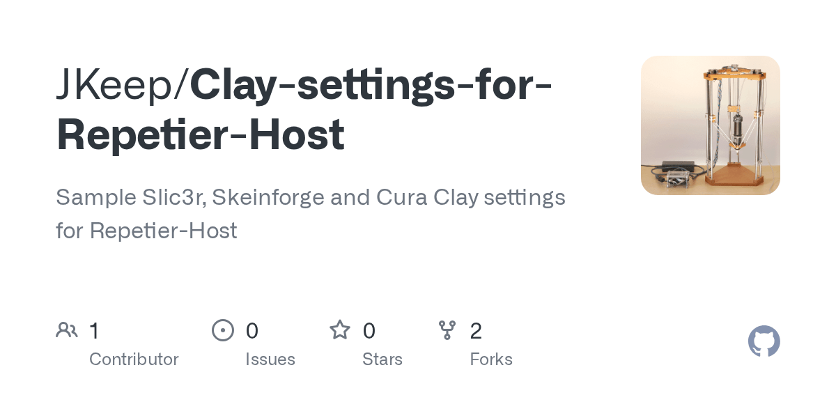 GitHub JKeep/ClaysettingsforRepetierHost Sample Slic3r
