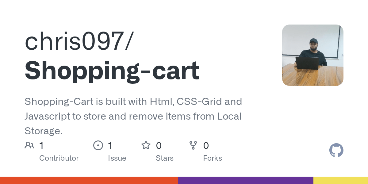 GitHub ShoppingCart is built with Html, CSS