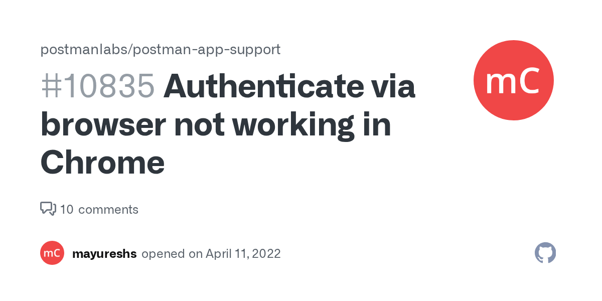 Authenticate via browser not working in Chrome · Issue 10835