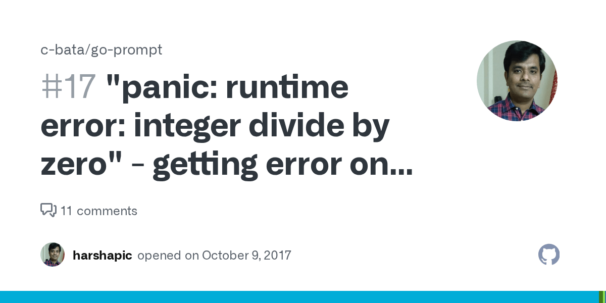 "panic runtime error integer divide by zero" getting error on