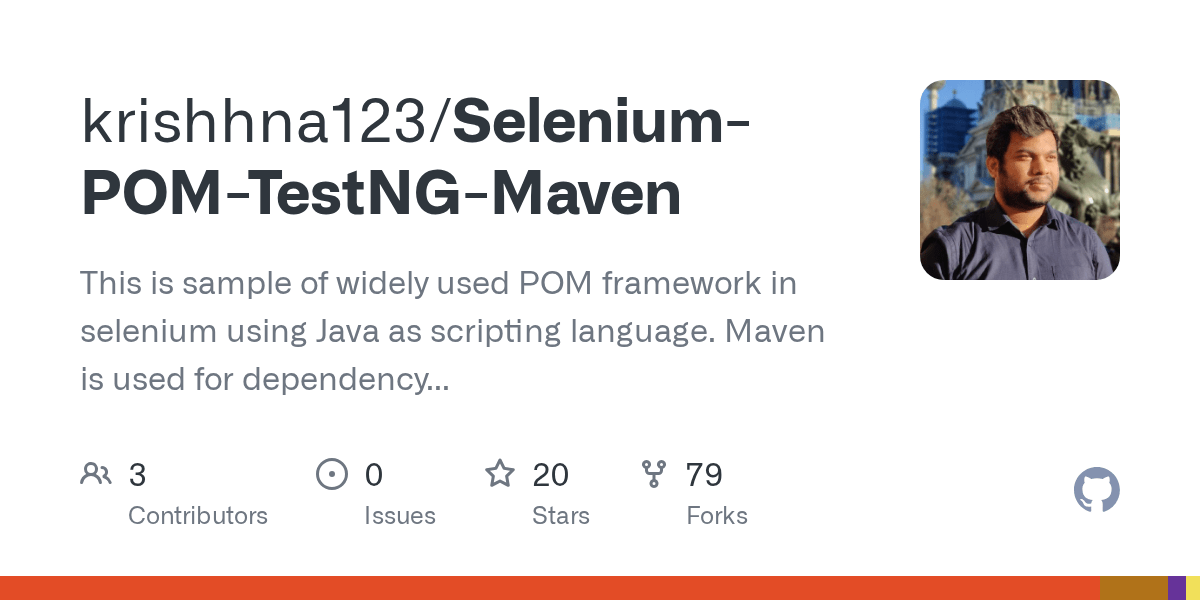 GitHub krishhna123/SeleniumPOMTestNGMaven This is sample of widely used POM framework in