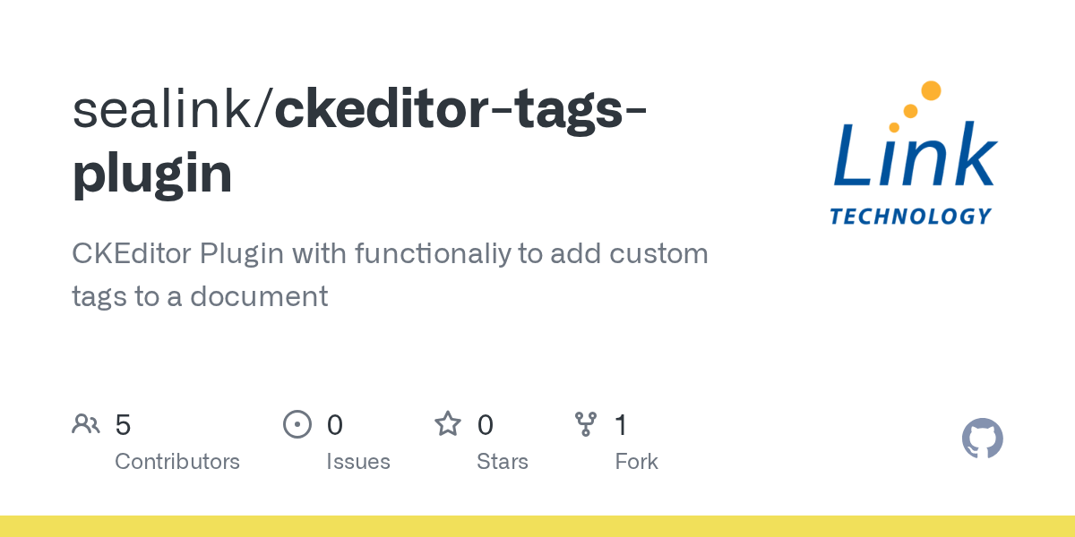 GitHub sealink/ckeditortagsplugin CKEditor Plugin with