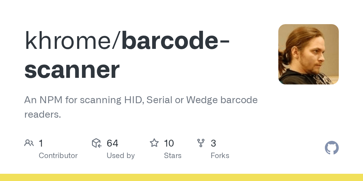 GitHub khrome/barcodescanner An NPM for scanning HID, Serial or Wedge barcode readers.