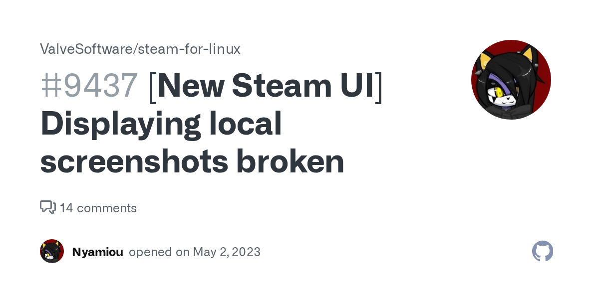 [New Steam UI] Displaying local screenshots broken · Issue 9437