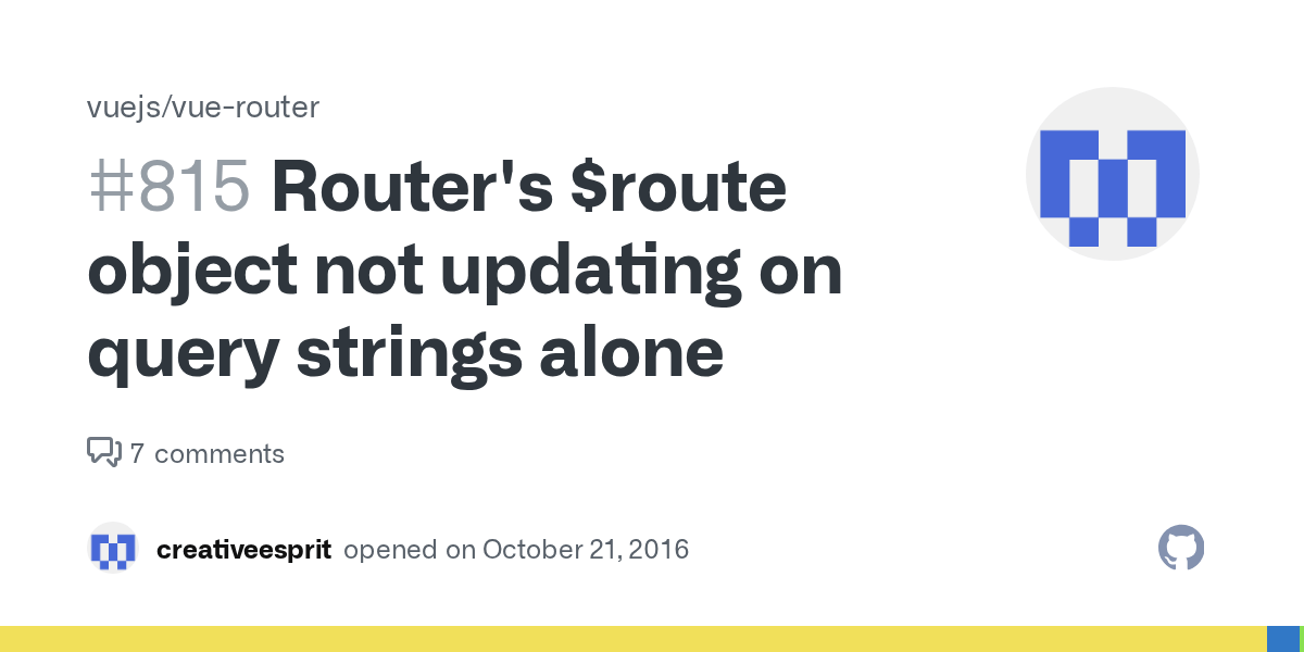 Router's route object not updating on query strings alone · Issue 815