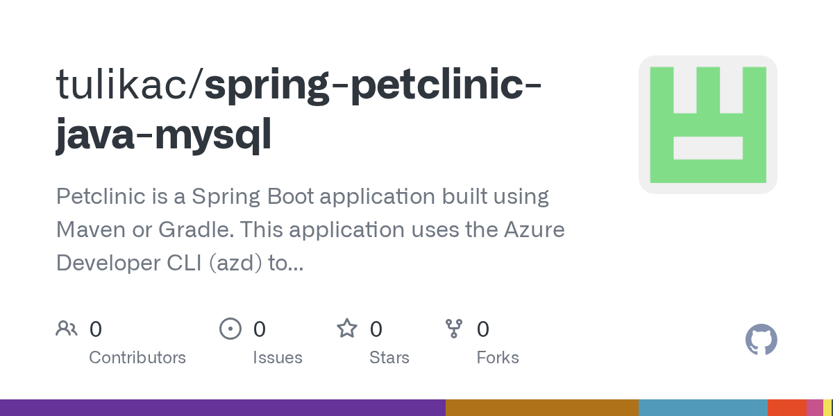 GitHub tulikac/springpetclinicjavamysql Petclinic is a Spring