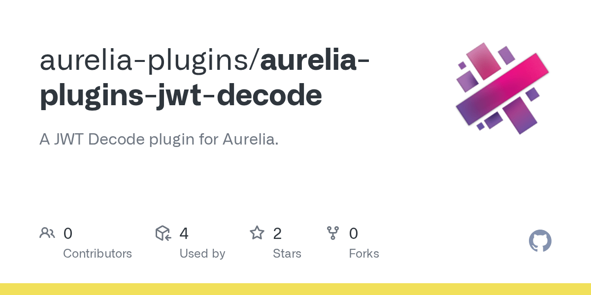 GitHub aureliaplugins/aureliapluginsjwtdecode A JWT Decode plugin for Aurelia.