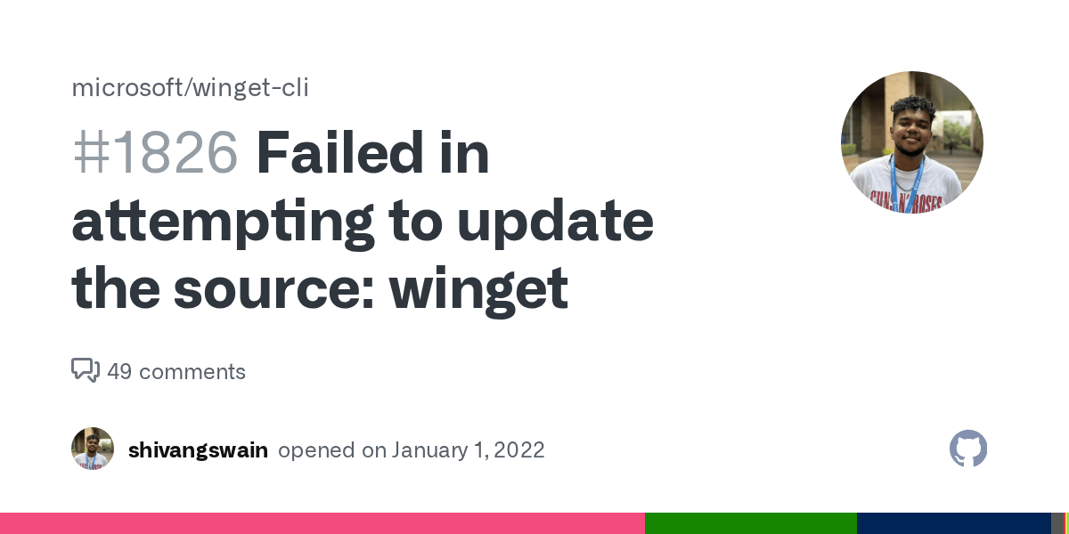 Failed in attempting to update the source winget · Issue 1826